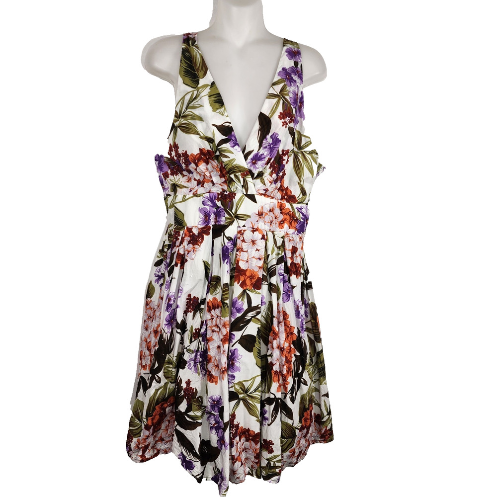 Aryeh Women’s Floral Sundress Babydoll Fit and Flare V Neck Straps Cotton Knee L